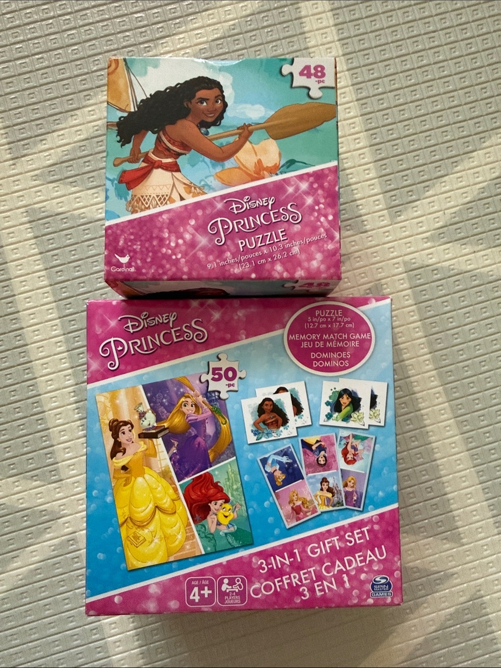 New in Box! 2 Piece Bundle Disney Princess Puzzle, Dominoes & Memory